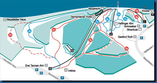 Pistenplan der Skilifte Kreuzberg in der Rhön